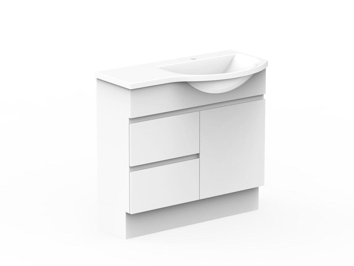 Reece Posh Domaine Plus Semi-Recessed 900mm Floor Mounted Vanity Right Hand Basin Cast Marble Top