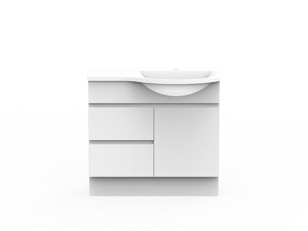 reece Posh Domaine Plus Semi-Recessed 900mm Floor Mounted Vanity Right Hand Basin Cast Marble Top
