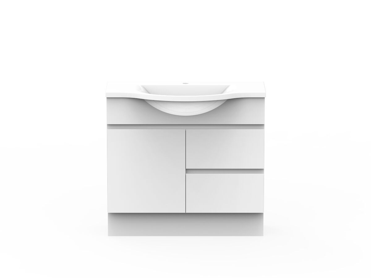 reece Posh Domaine Plus Semi-Recessed 900mm Floor Mounted Vanity Centre Basin Cast Marble Top reece Posh Domaine Plus Semi-Recessed 900mm Floor Mounted Vanity Centre Basin Cast Marble Top