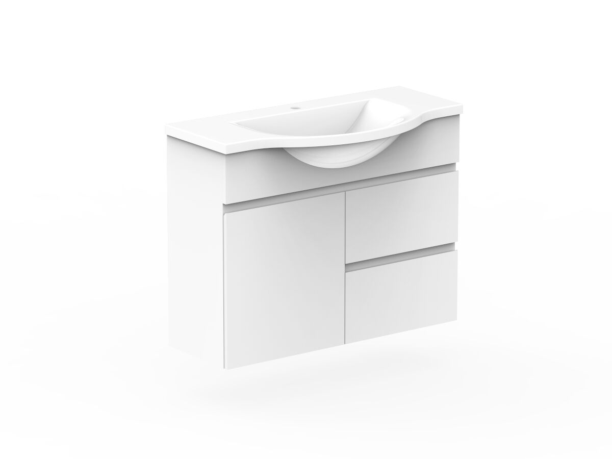 Reece Posh Domaine Plus Semi-Recessed 900mm Wall Hung Vanity Centre Basin Cast Marble Top
