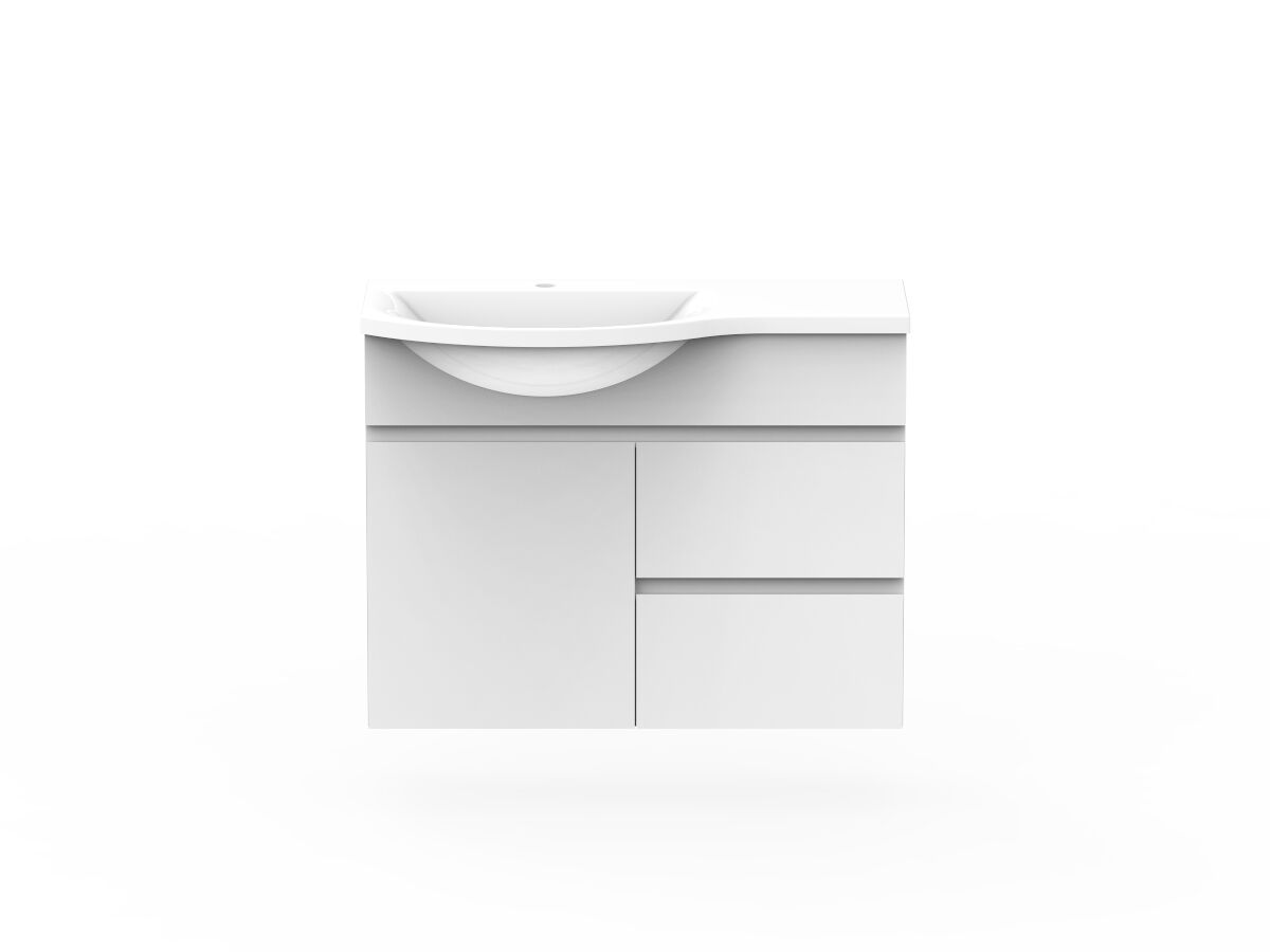 reece Posh Domaine Plus Semi-Recessed 900mm Wall Hung Vanity Left Hand Basin Cast Marble Top