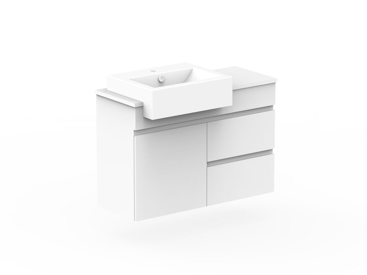 Reece Posh Domaine Plus Semi-Recessed 900mm Wall Hung Vanity Left Hand Basin 20mm Cherry Pie Top