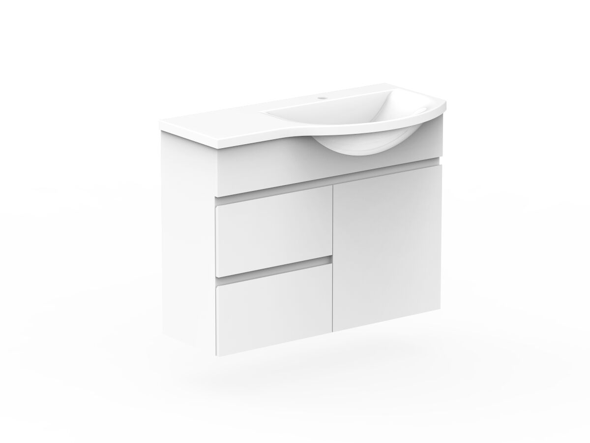 Reece Posh Domaine Plus Semi-Recessed 900mm Wall Hung Vanity Right Hand Basin Cast Marble Top