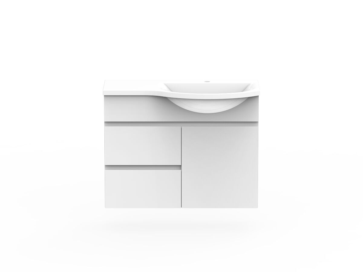 reece Posh Domaine Plus Semi-Recessed 900mm Wall Hung Vanity Right Hand Basin Cast Marble Top