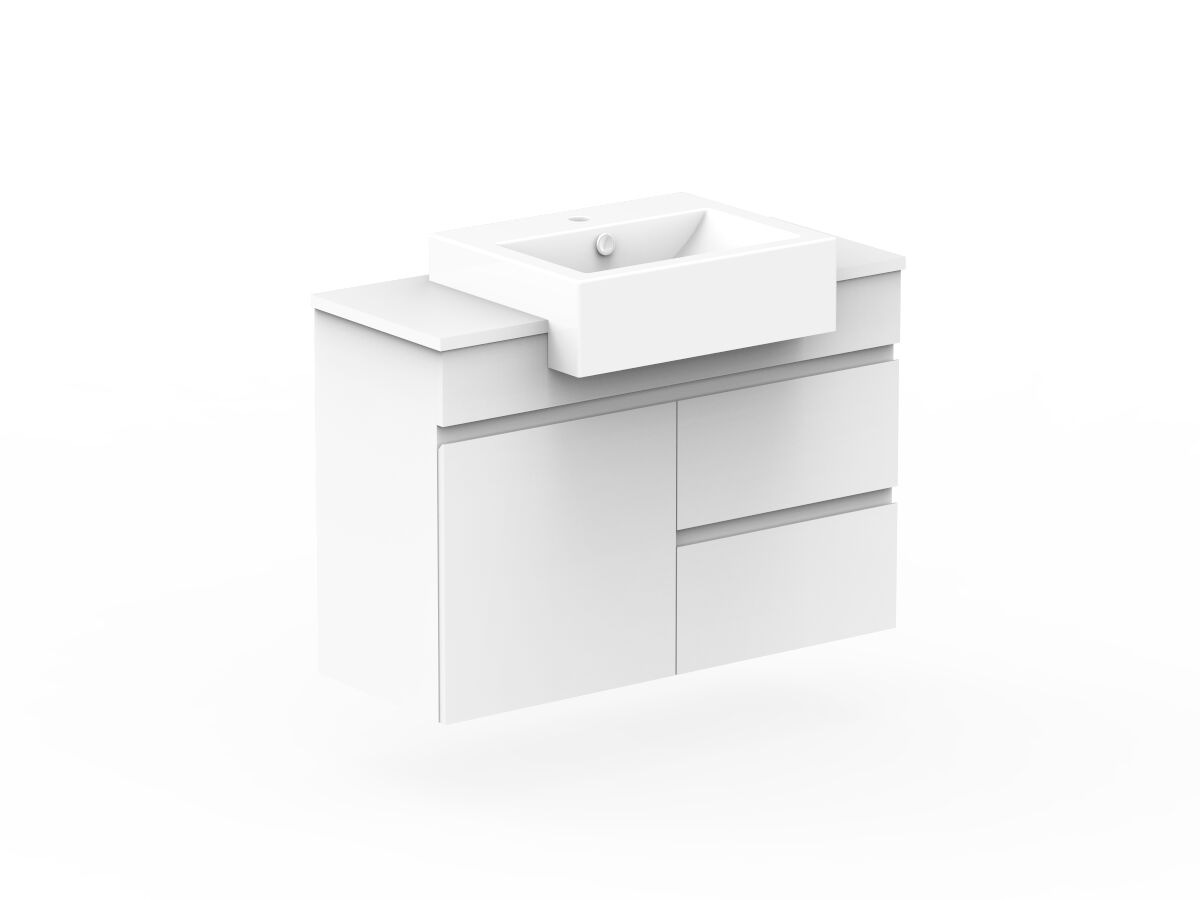 Reece Posh Domaine Plus Semi-Recessed 900mm Wall Hung Vanity Centre Basin 20mm Cherry Pie Top