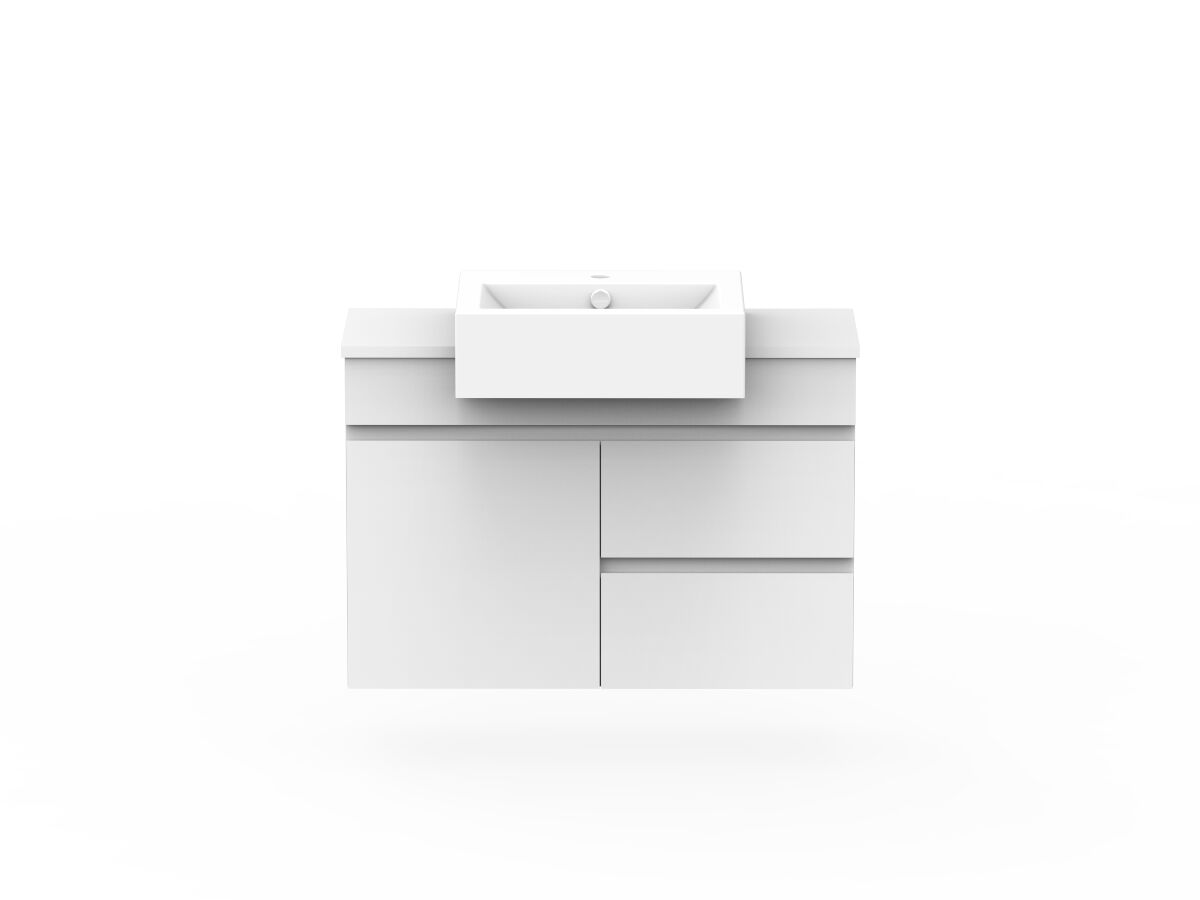 reece Posh Domaine Plus Semi-Recessed 900mm Wall Hung Vanity Centre Basin 20mm Cherry Pie Top