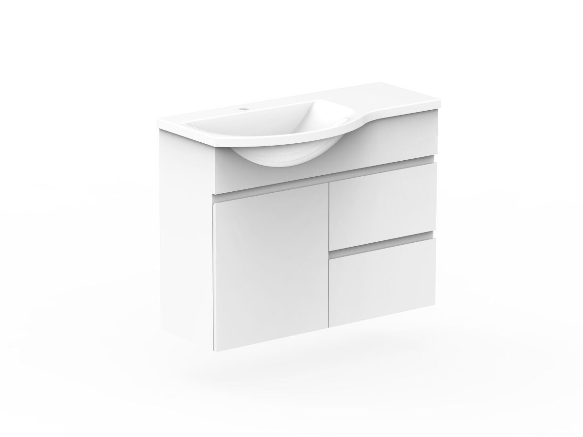 Reece Posh Domaine Plus Semi-Recessed 900mm Wall Hung Vanity Left Hand Basin Cast Marble Top