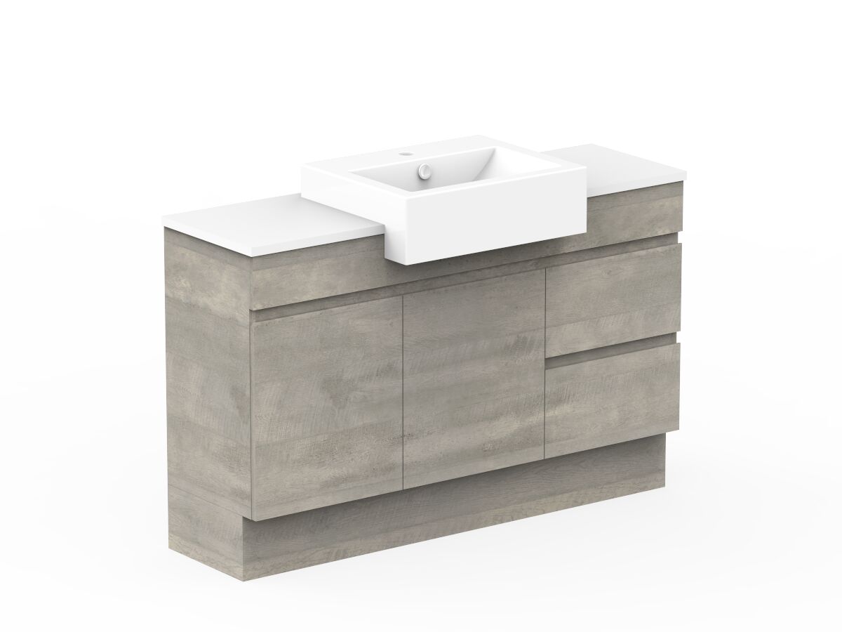 Reece Posh Domaine Semi-Recessed 1200mm Floor Mounted Vanity Centre Basin 20mm Cherry Pie Top