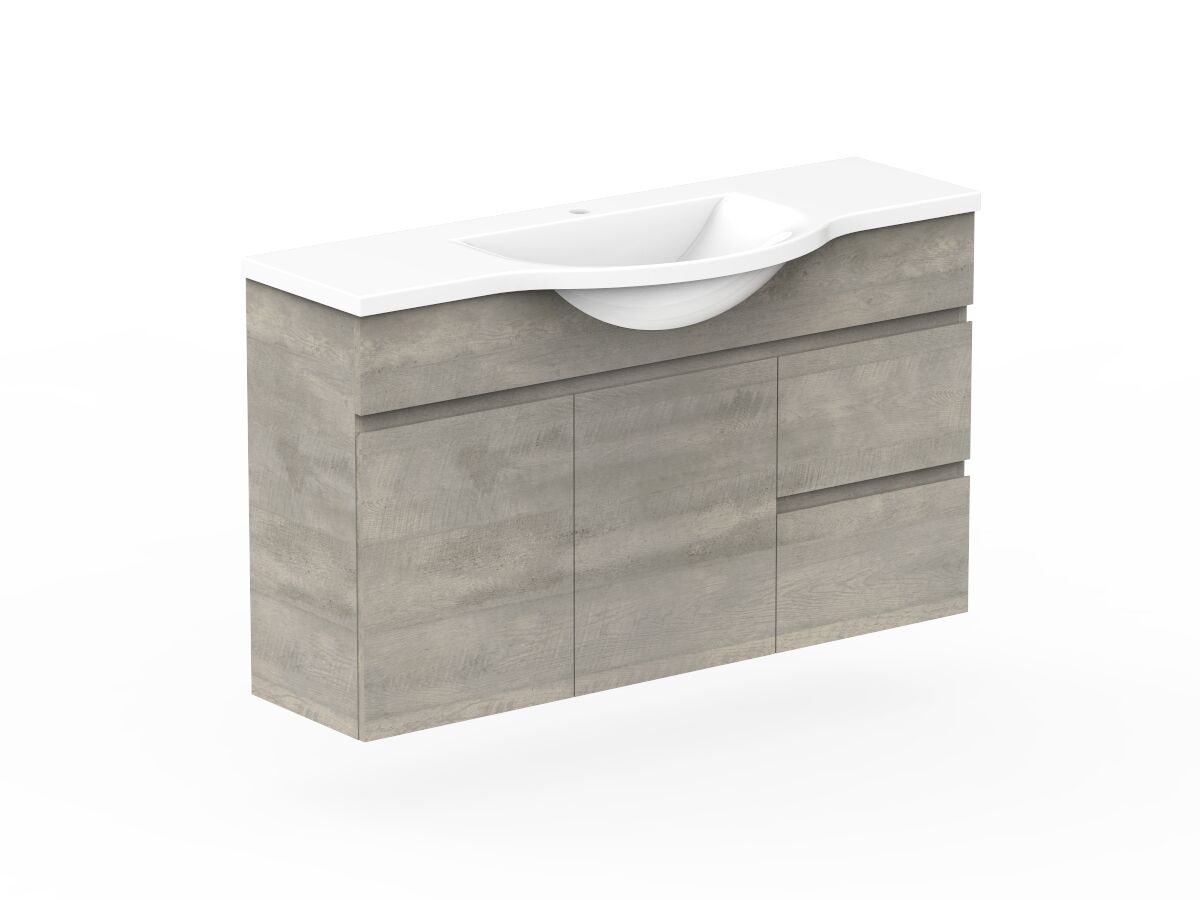 Reece Posh Domaine Semi-Recessed 1200mm Wall Hung Vanity Centre Basin Cast Marble Top
