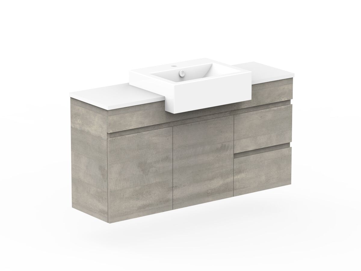 Reece Posh Domaine Semi-Recessed 1200mm Wall Hung Vanity Centre Basin 20mm Cherry Pie Top