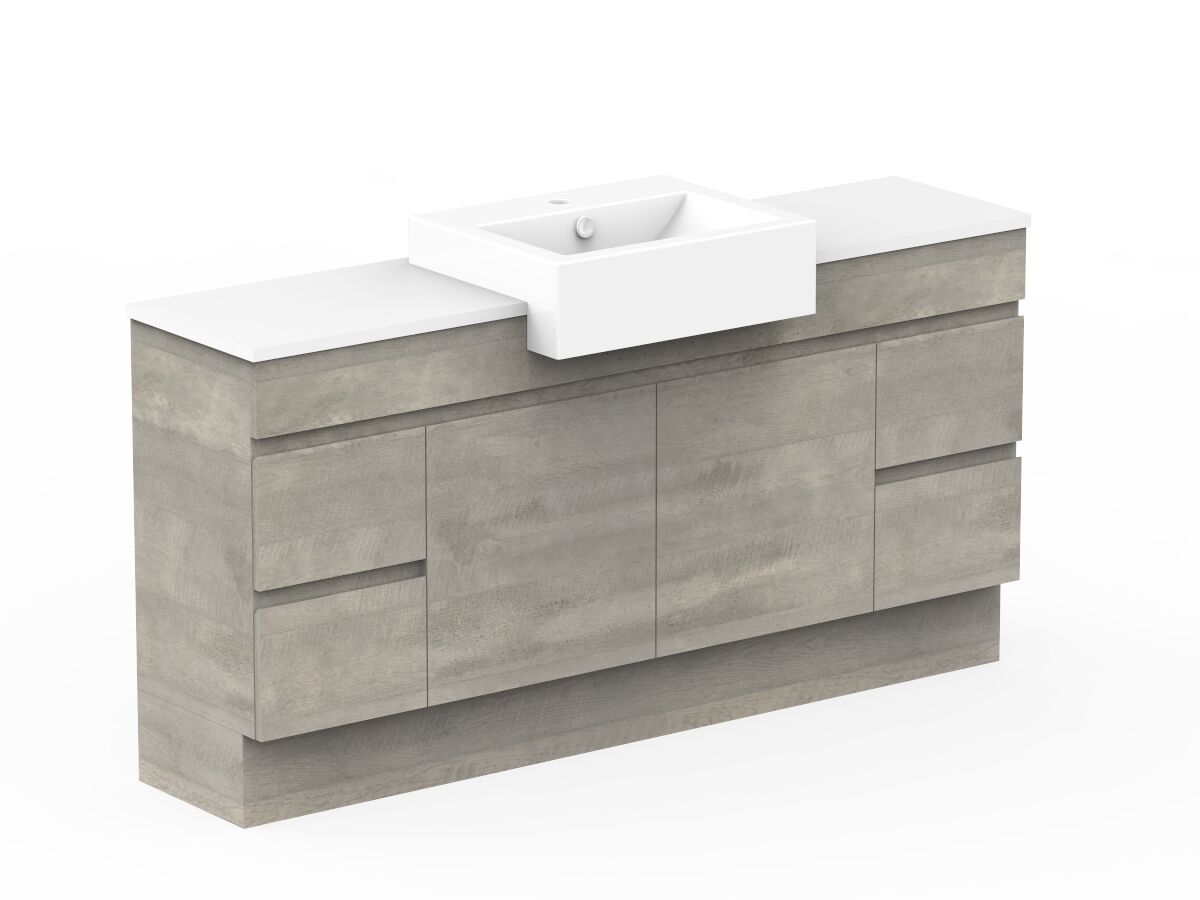 Reece Posh Domaine Semi-Recessed 1500mm Floor Mounted Vanity Centre Basin 20mm Cherry Pie Top