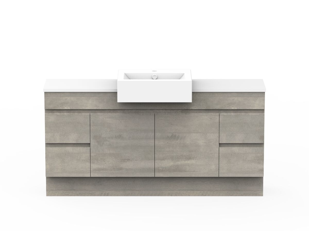 reece Posh Domaine Semi-Recessed 1500mm Floor Mounted Vanity Centre Basin 20mm Cherry Pie Top