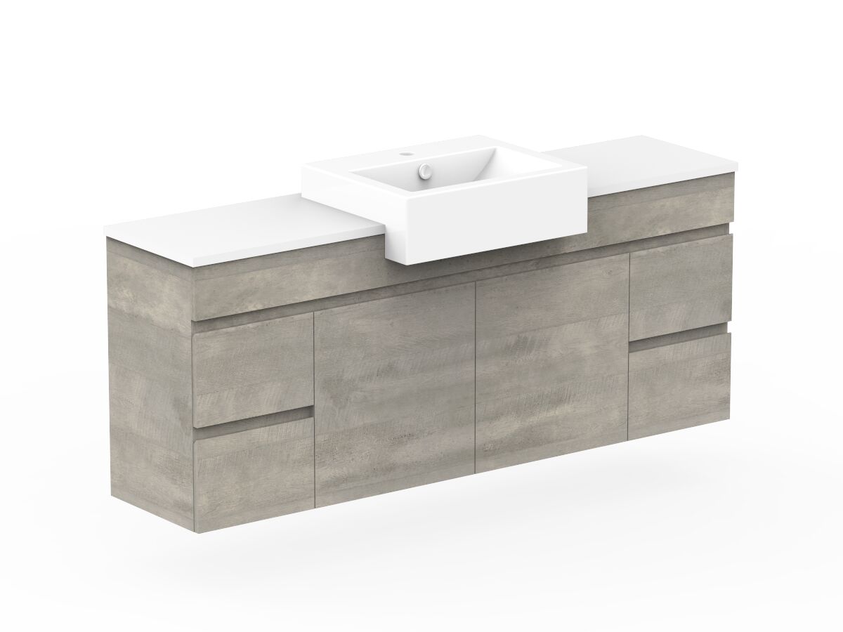 Reece Posh Domaine Semi-Recessed 1500mm Wall Hung Vanity Centre Basin 20mm Cherry Pie Top