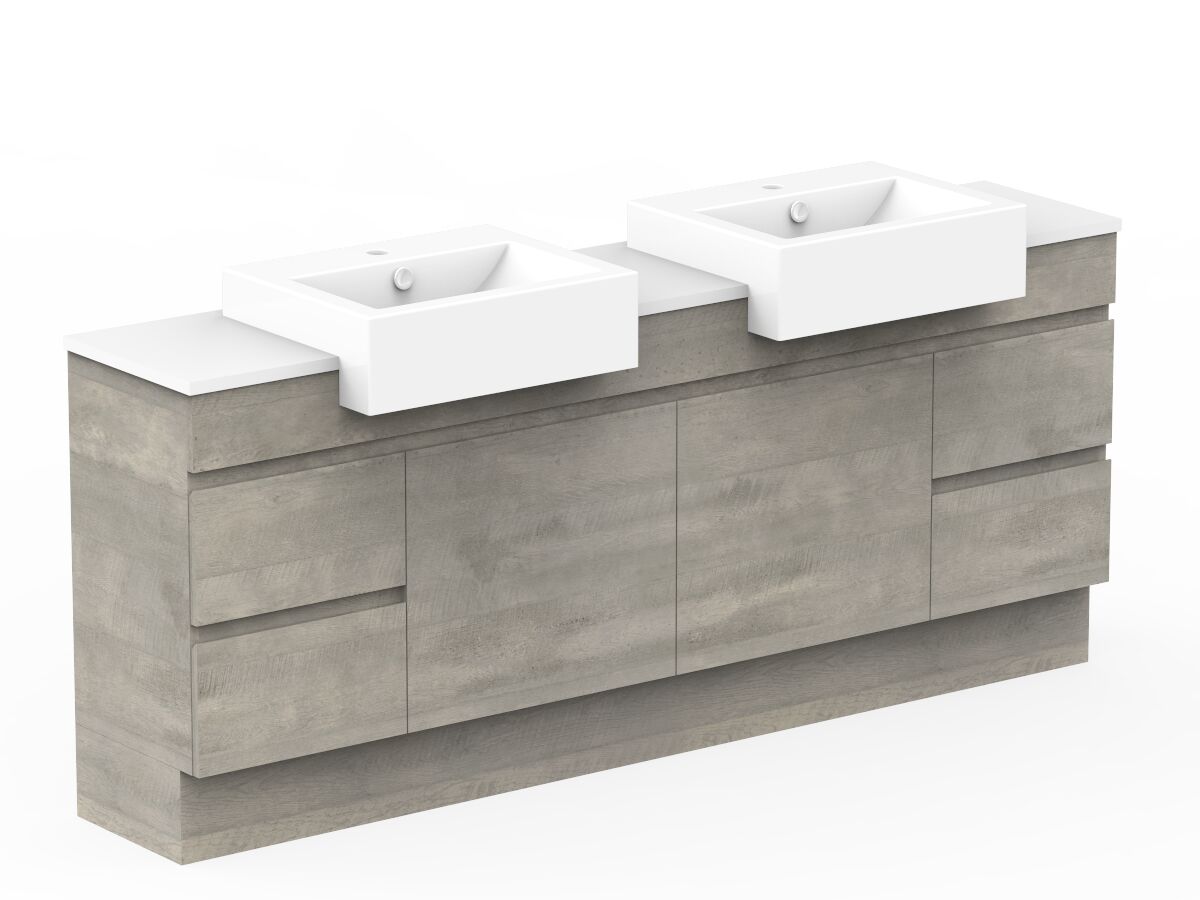 Reece Posh Domaine Semi-Recessed 1800mm Floor Mounted Vanity Double Basin 20mm Cherry Pie Top