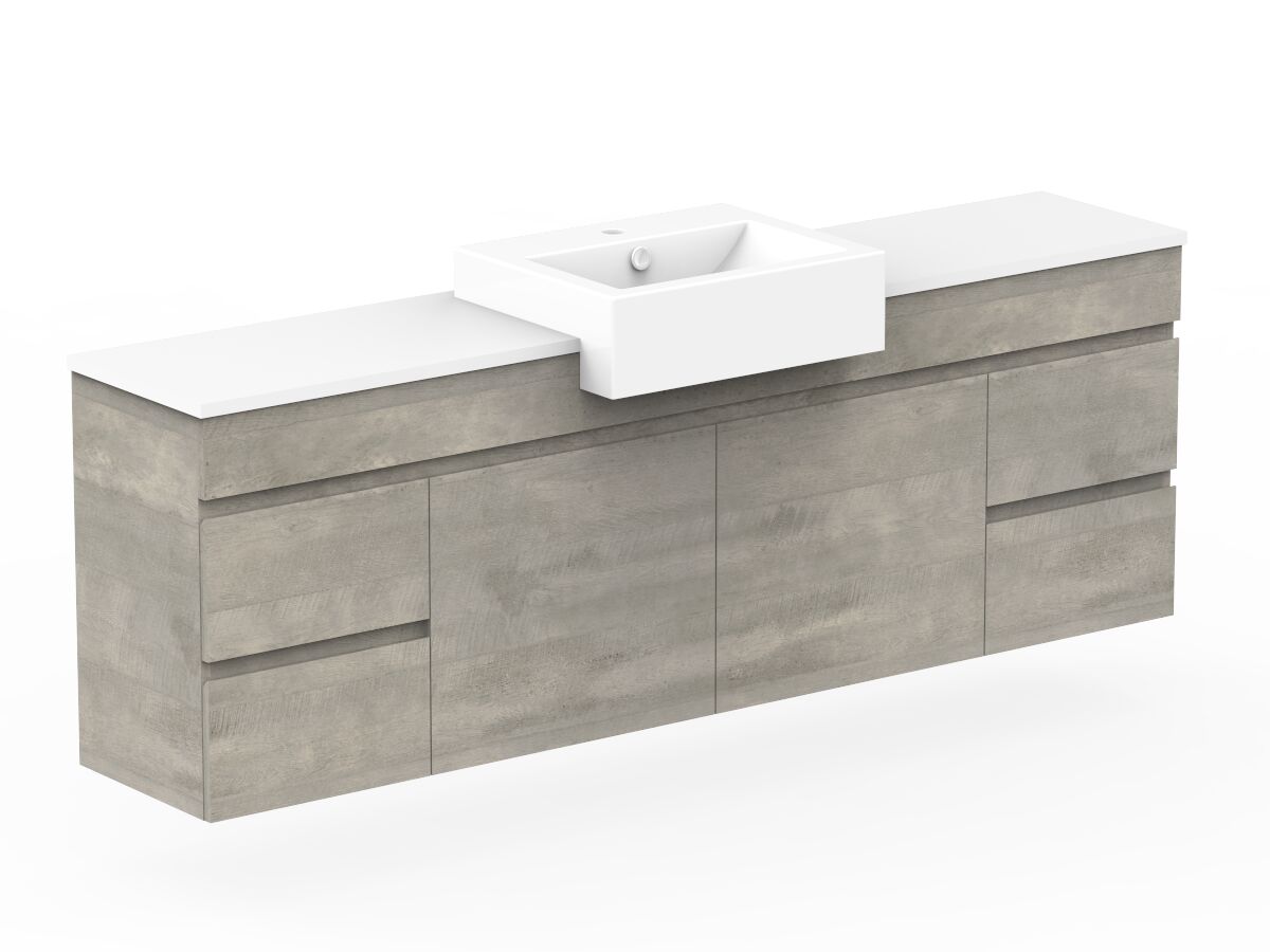 Reece Posh Domaine Semi-Recessed 1800mm Wall Hung Vanity Centre Basin 20mm Cherry Pie Top