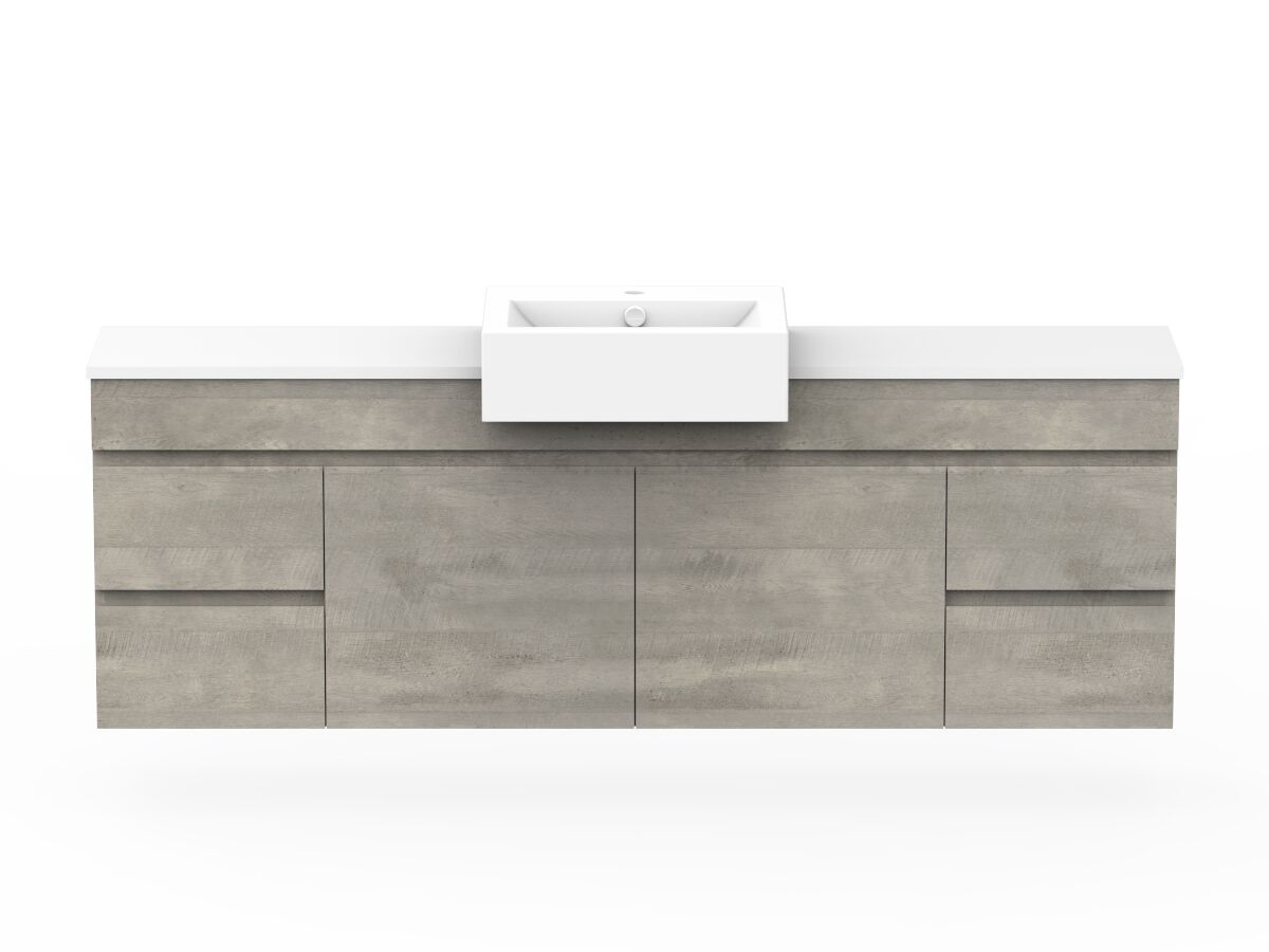 reece Posh Domaine Semi-Recessed 1800mm Wall Hung Vanity Centre Basin 20mm Cherry Pie Top