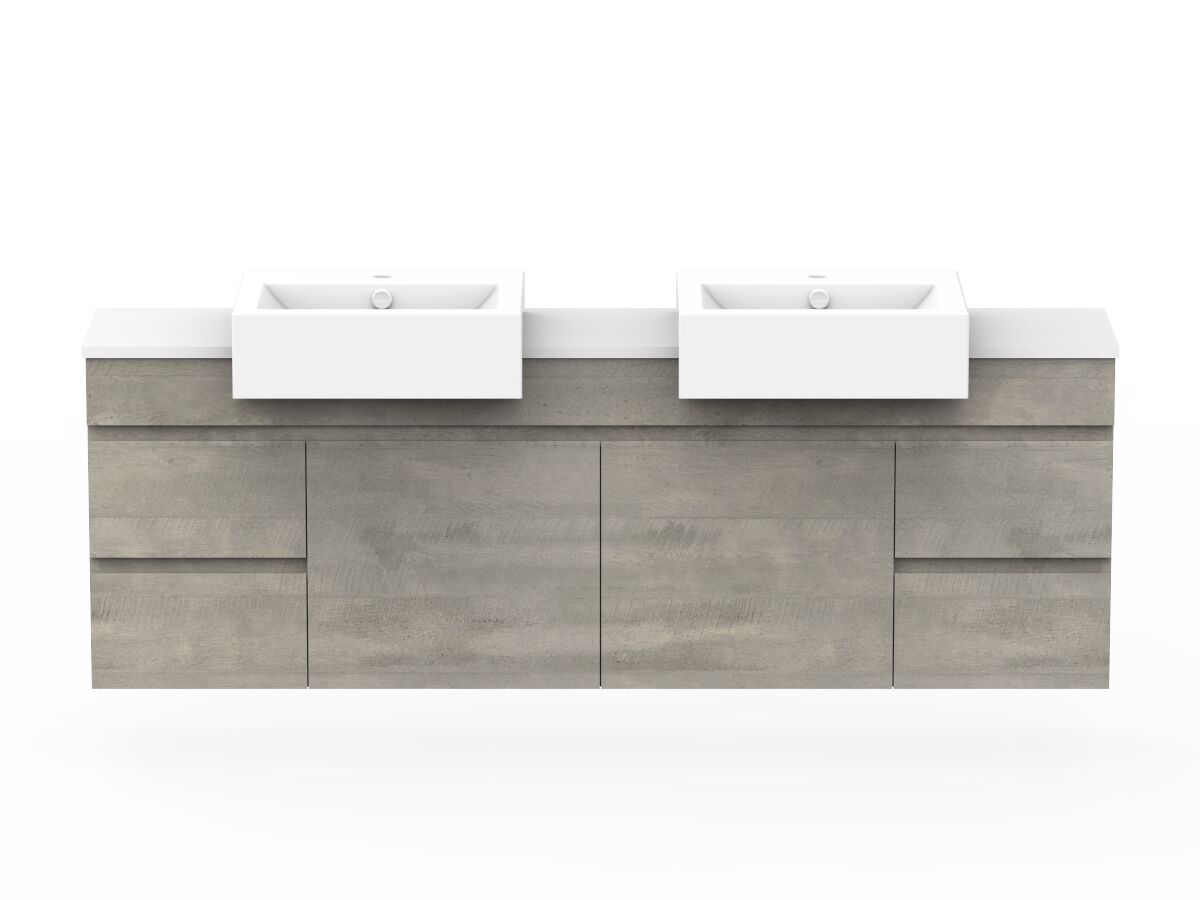 reece Posh Domaine Semi-Recessed 1800mm Wall Hung Vanity Double Basin 20mm Cherry Pie Top