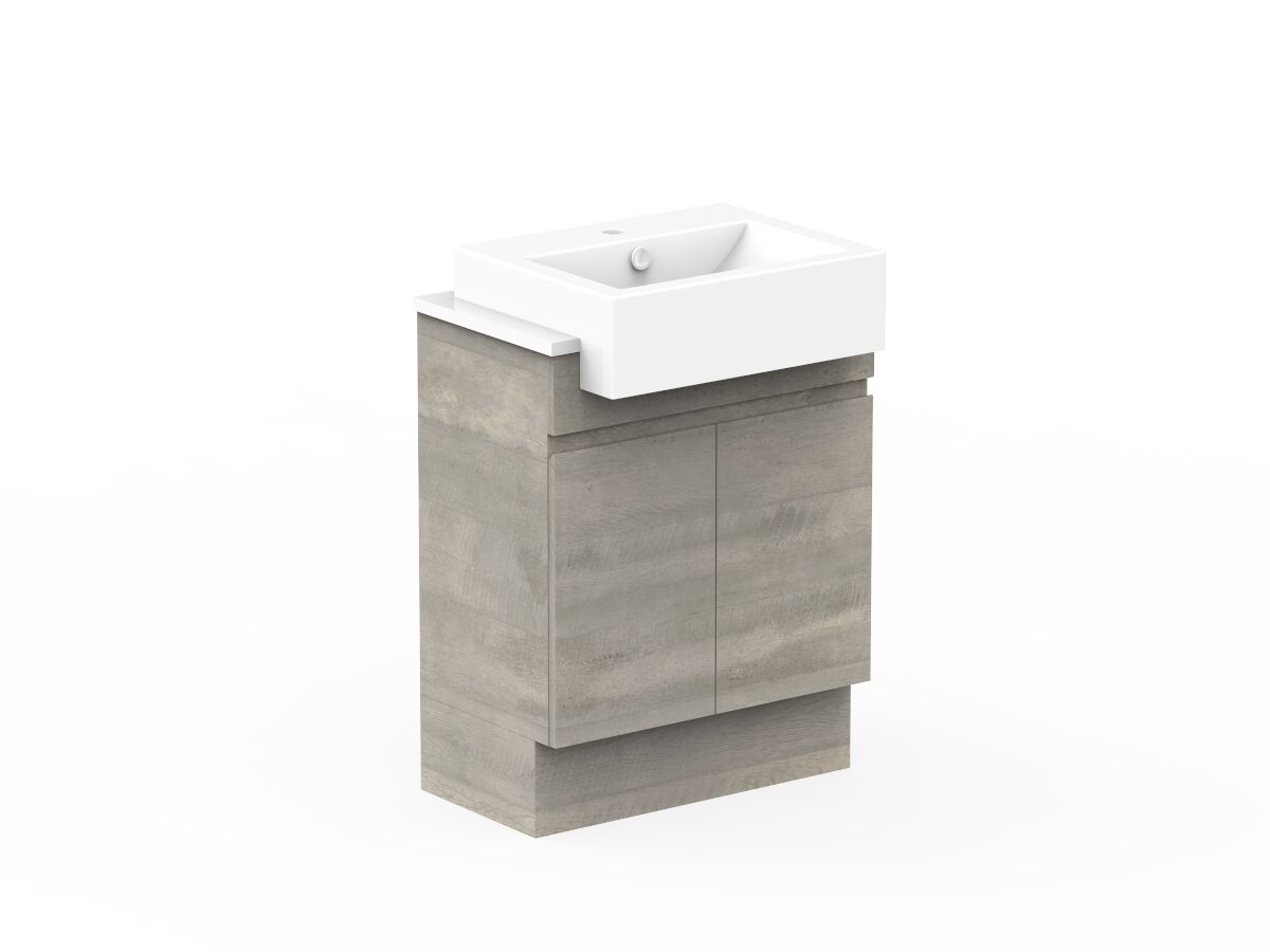 Reece Posh Domaine Semi-Recessed 600mm Floor Mounted Vanity Centre Basin 20mm Cherry Pie Top