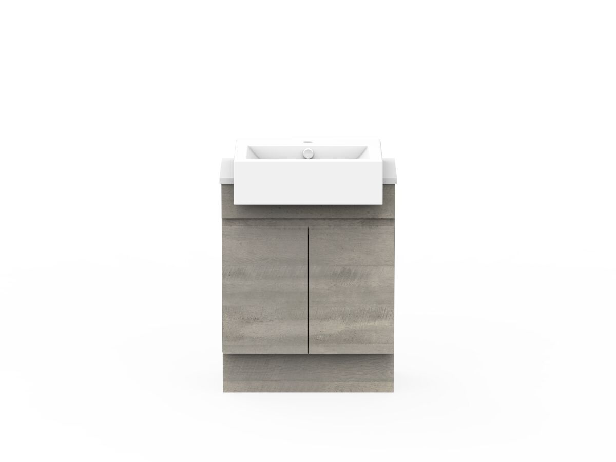 reece Posh Domaine Semi-Recessed 600mm Floor Mounted Vanity Centre Basin 20mm Cherry Pie Top