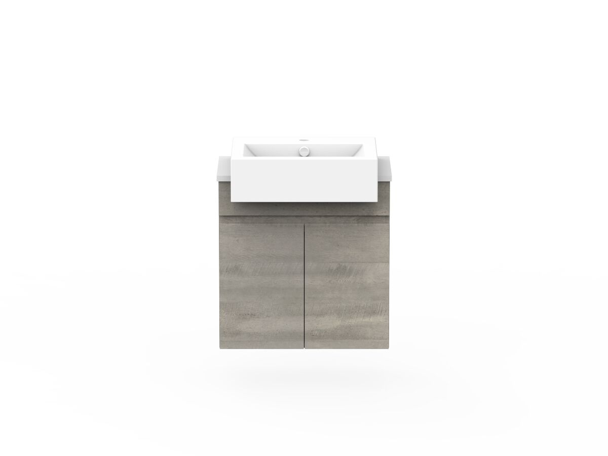 reece Posh Domaine Semi-Recessed 600mm Wall Hung Vanity Centre Basin 20mm Cherry Pie Top