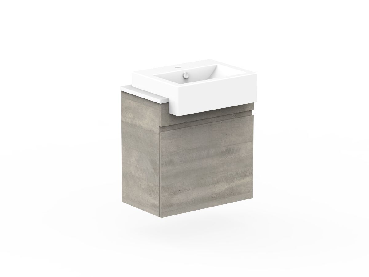 Reece Posh Domaine Semi-Recessed 600mm Wall Hung Vanity Centre Basin 20mm Cherry Pie Top