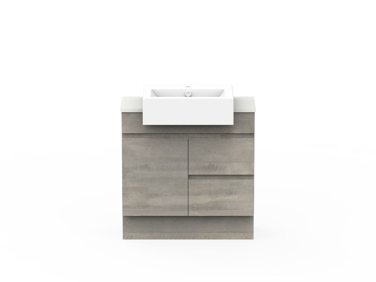 reece Posh Domaine Semi-Recessed 750mm Floor Mounted Vanity Centre Basin 20mm Cherry Pie Top