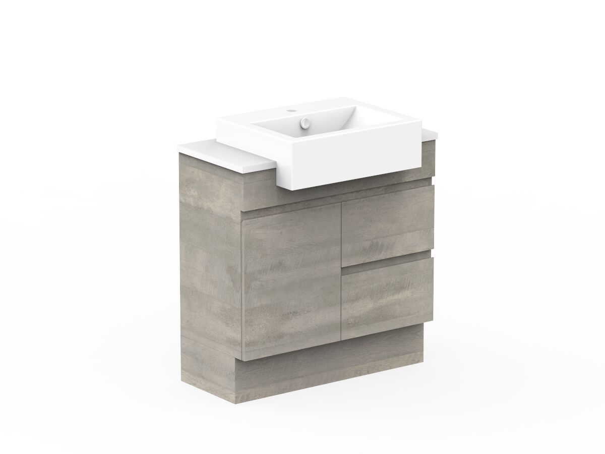 Reece Posh Domaine Semi-Recessed 750mm Floor Mounted Vanity Centre Basin 20mm Cherry Pie Top