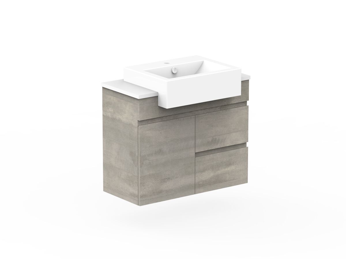 Reece Posh Domaine Semi-Recessed 750mm Wall Hung Vanity Centre Basin 20mm Cherry Pie Top