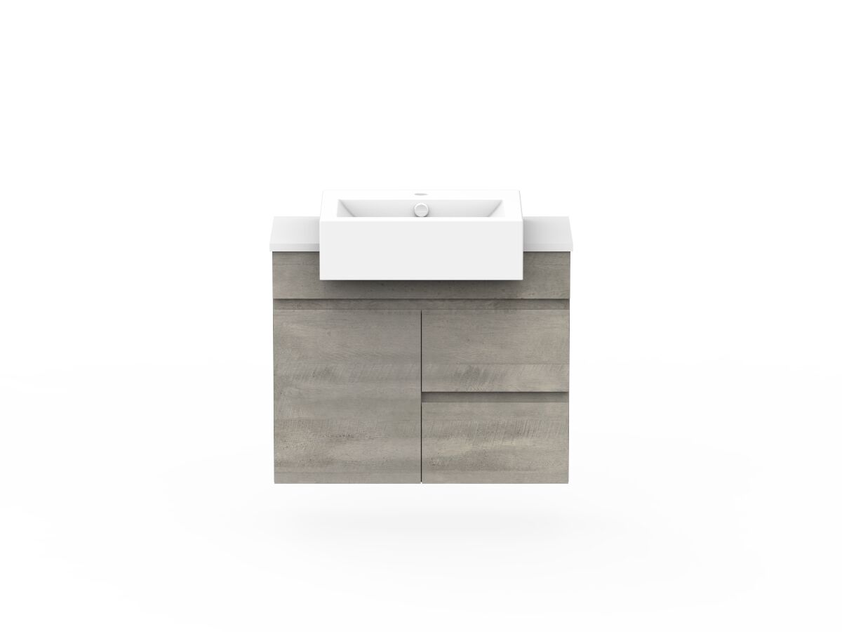 reece Posh Domaine Semi-Recessed 750mm Wall Hung Vanity Centre Basin 20mm Cherry Pie Top