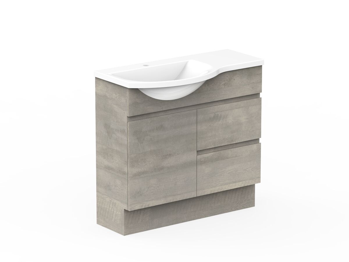 Reece Posh Domaine Semi-Recessed 900mm Floor Mounted Vanity Left Hand Basin Cast Marble Top