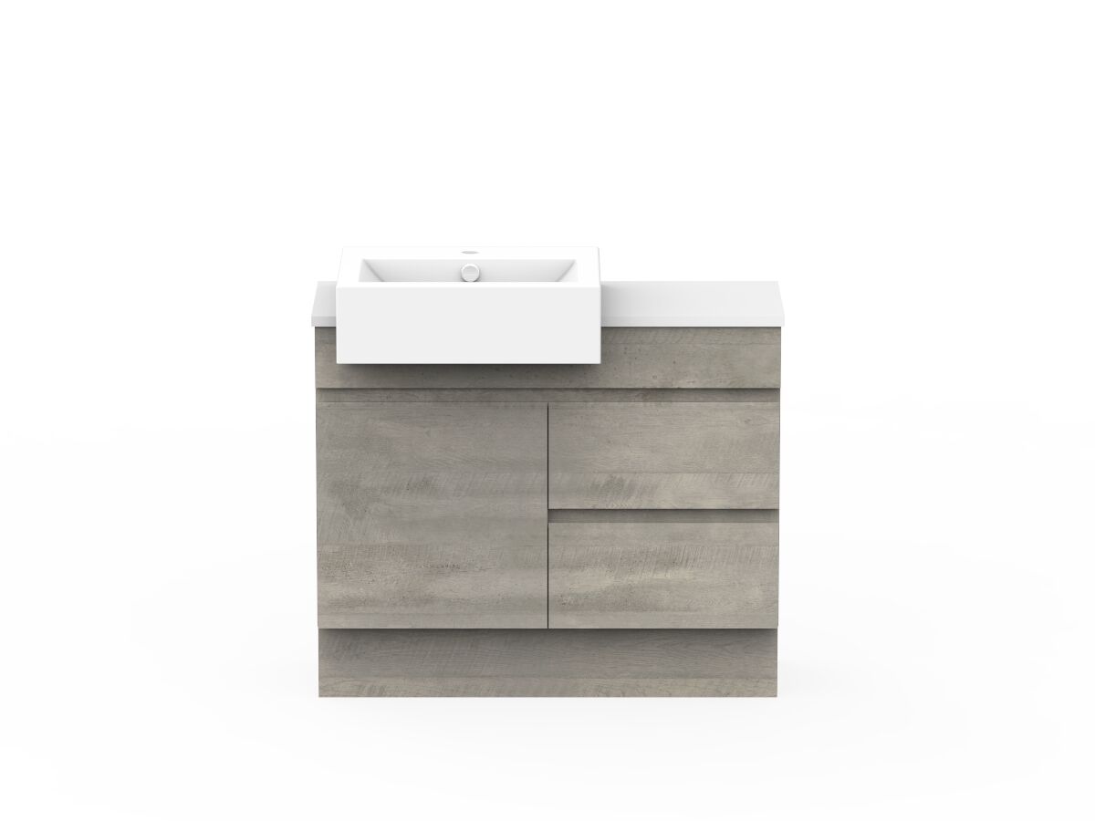 reece Posh Domaine Semi-Recessed 900mm Floor Mounted Vanity Left Hand Basin 20mm Cherry Pie Top