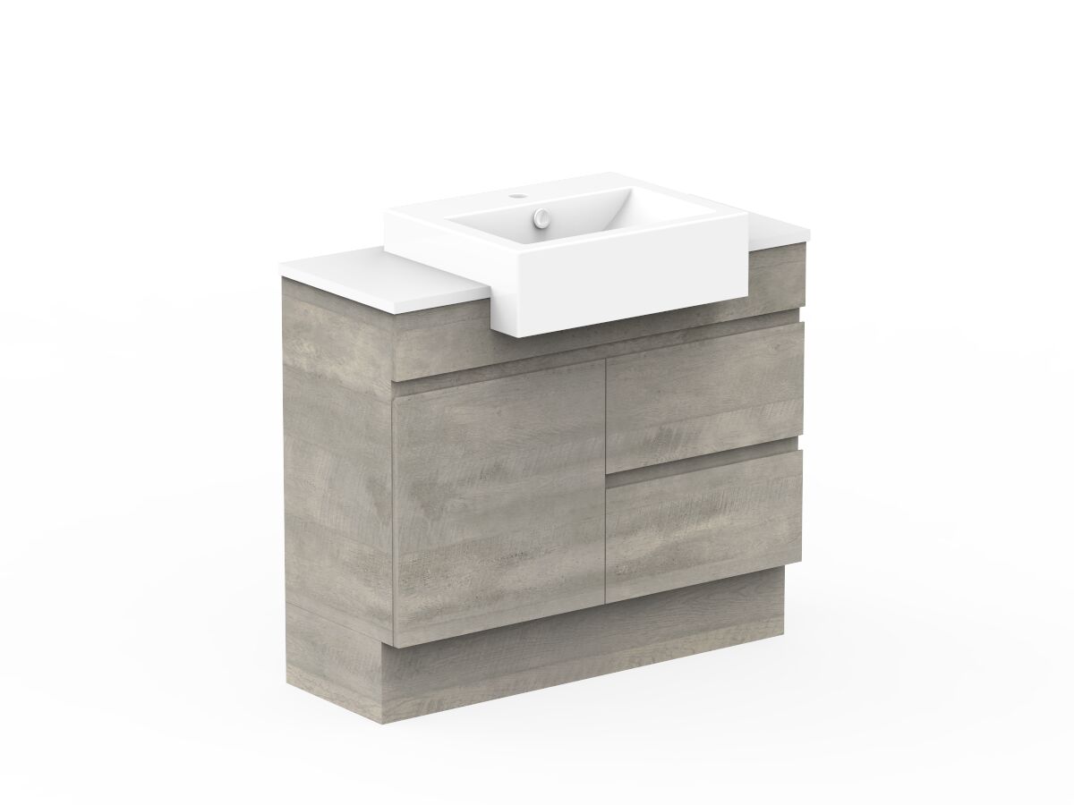 Reece Posh Domaine Semi-Recessed 900mm Floor Mounted Vanity Centre Basin 20mm Cherry Pie Top