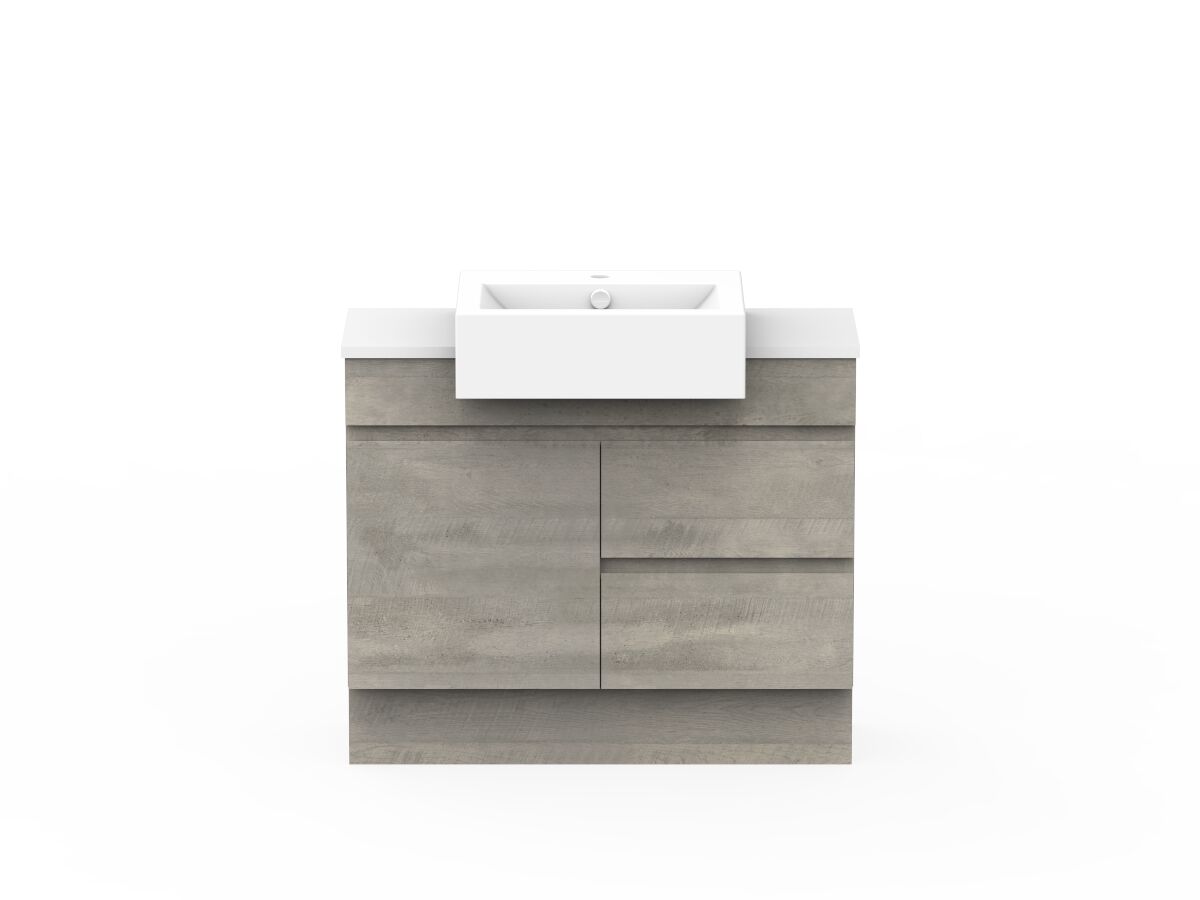 reece Posh Domaine Semi-Recessed 900mm Floor Mounted Vanity Centre Basin 20mm Cherry Pie Top
