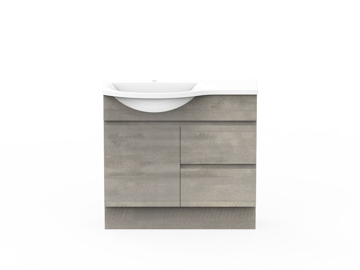 reece Posh Domaine Semi-Recessed 900mm Floor Mounted Vanity Left Hand Basin Cast Marble Top