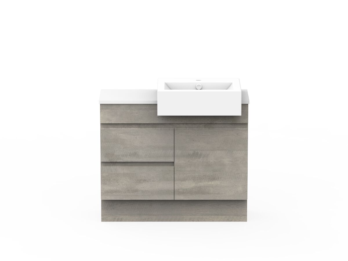 reece Posh Domaine Semi-Recessed 900mm Floor Mounted Vanity Right Hand Basin 20mm Cherry Pie Top