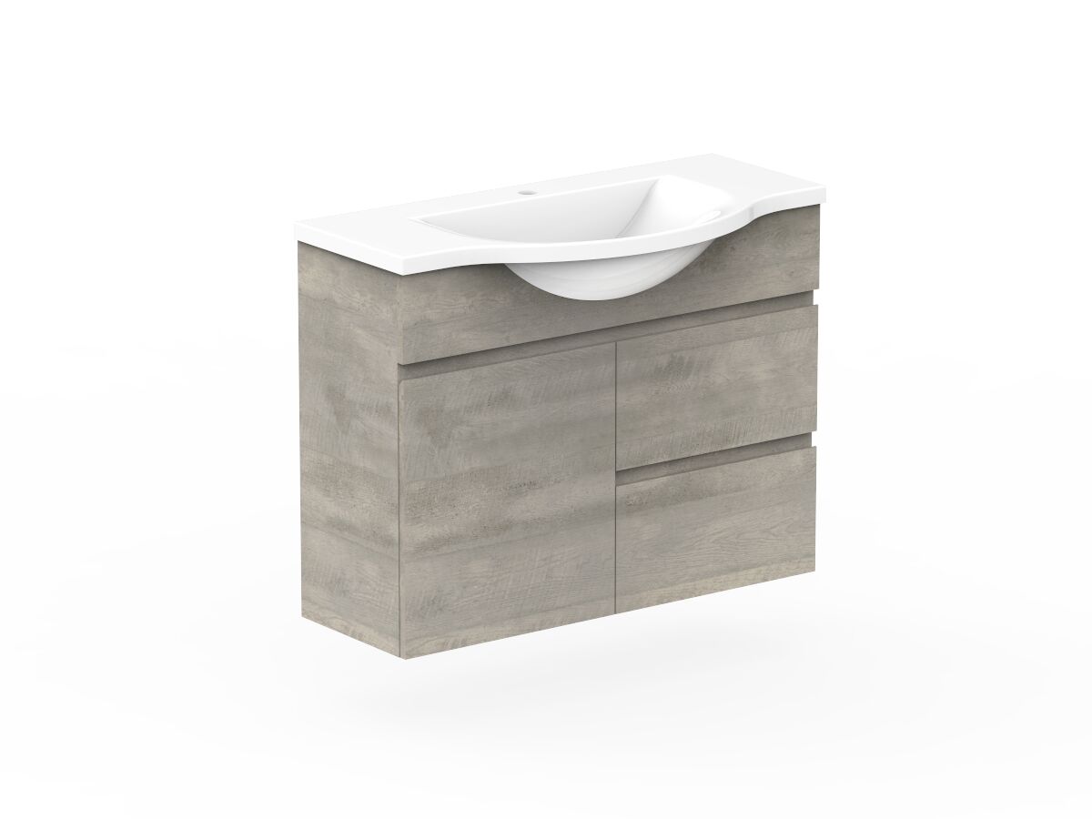 Reece Posh Domaine Semi-Recessed 900mm Wall Hung Vanity Centre Basin Cast Marble Top