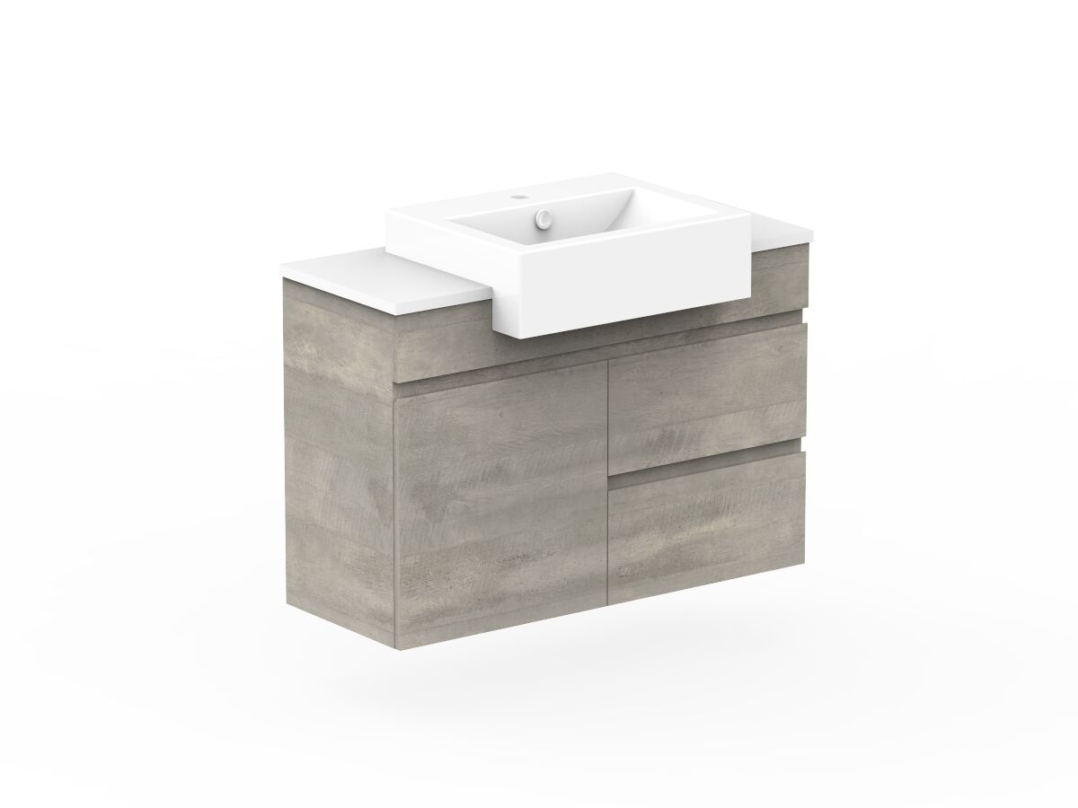 Reece Posh Domaine Semi-Recessed 900mm Wall Hung Vanity Centre Basin 20mm Cherry Pie Top
