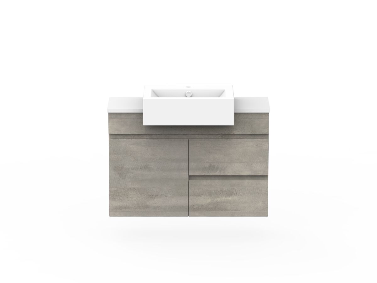 reece Posh Domaine Semi-Recessed 900mm Wall Hung Vanity Centre Basin 20mm Cherry Pie Top