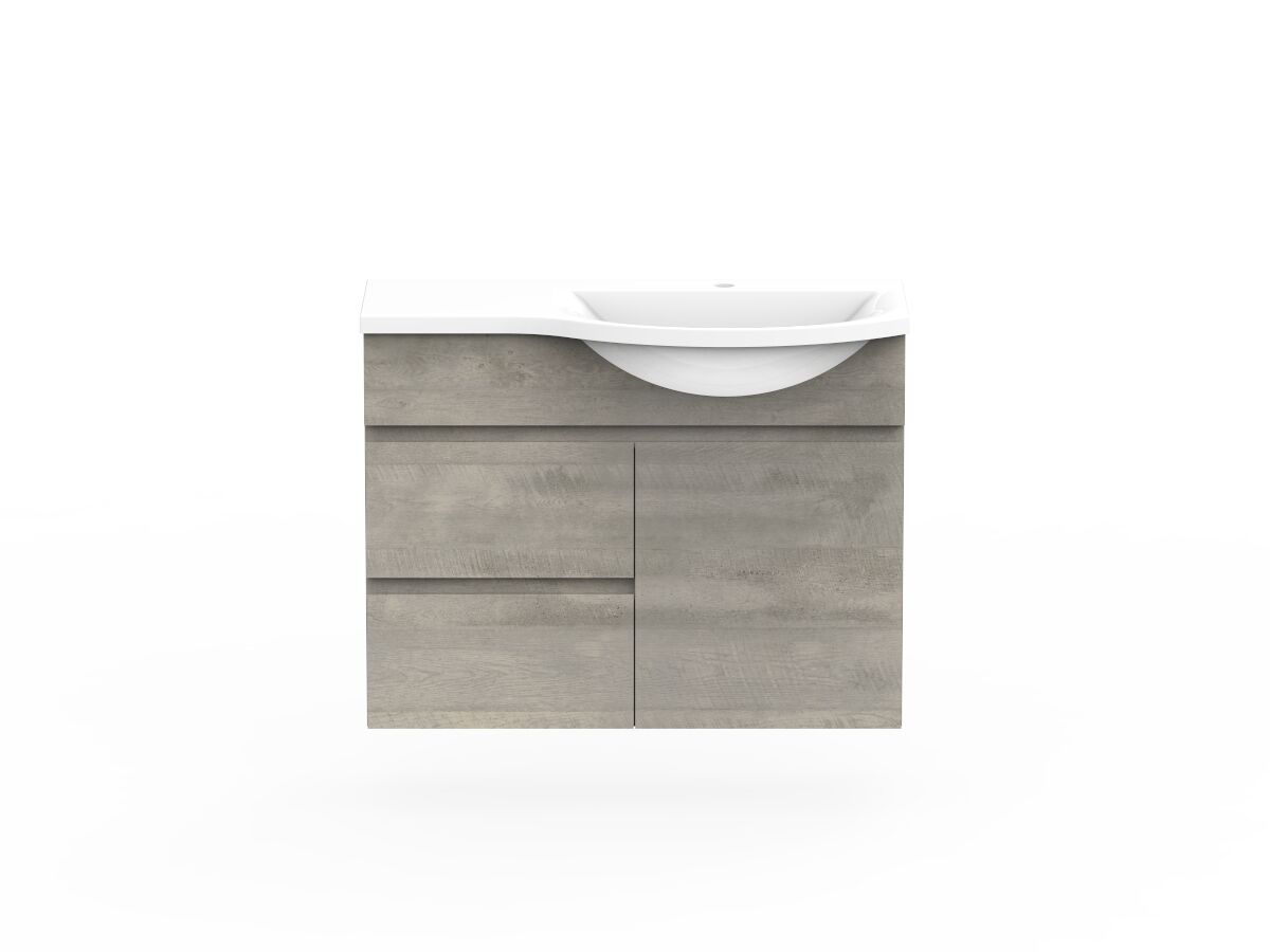 reece Posh Domaine Semi-Recessed 900mm Wall Hung Vanity Right Hand Basin Cast Marble Top