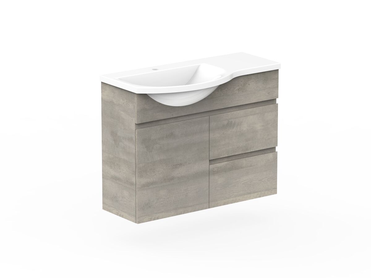 Reece Posh Domaine Semi-Recessed 900mm Wall Hung Vanity Left Hand Basin Cast Marble Top