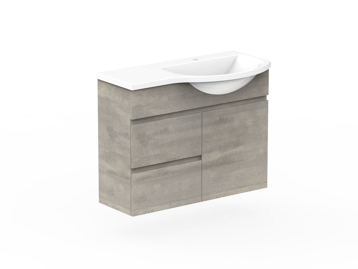 Reece Posh Domaine Semi-Recessed 900mm Wall Hung Vanity Right Hand Basin Cast Marble Top