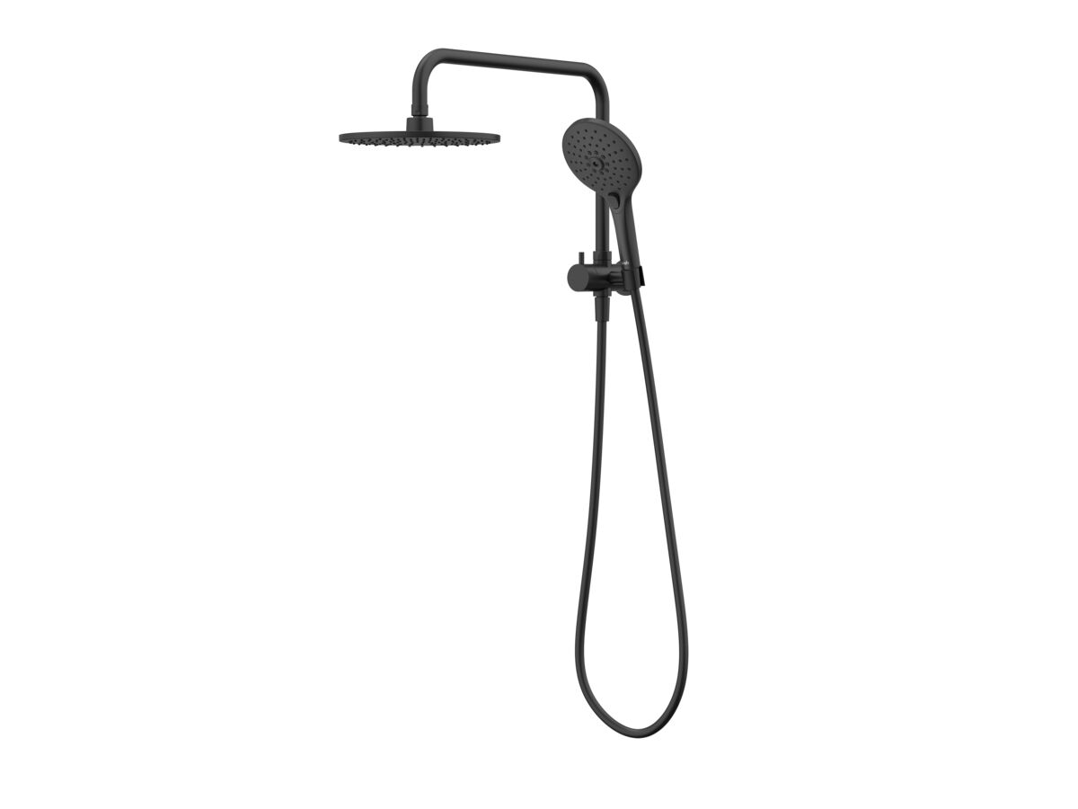 reece Posh Domaine Short Twin Shower with Water Inlet Wall Bracket Matte Black (3 Star)