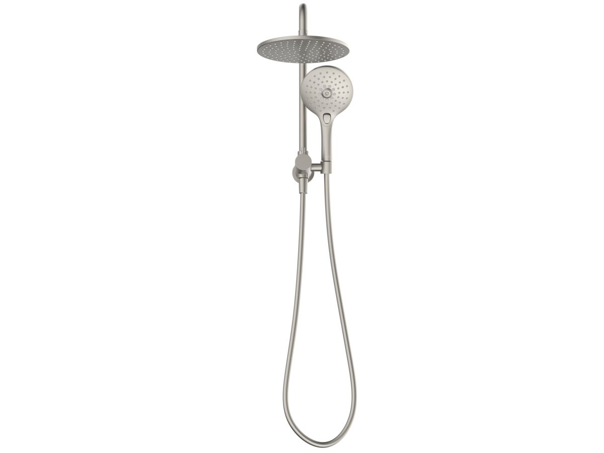 Reece Posh Domaine Short Twin Shower With Water Inlet Wall Bracket Brushed Nickel (3 Star)