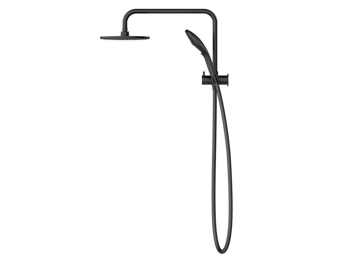 Reece Posh Domaine Short Twin Shower With Water Inlet Wall Bracket Matte Black (3 Star)