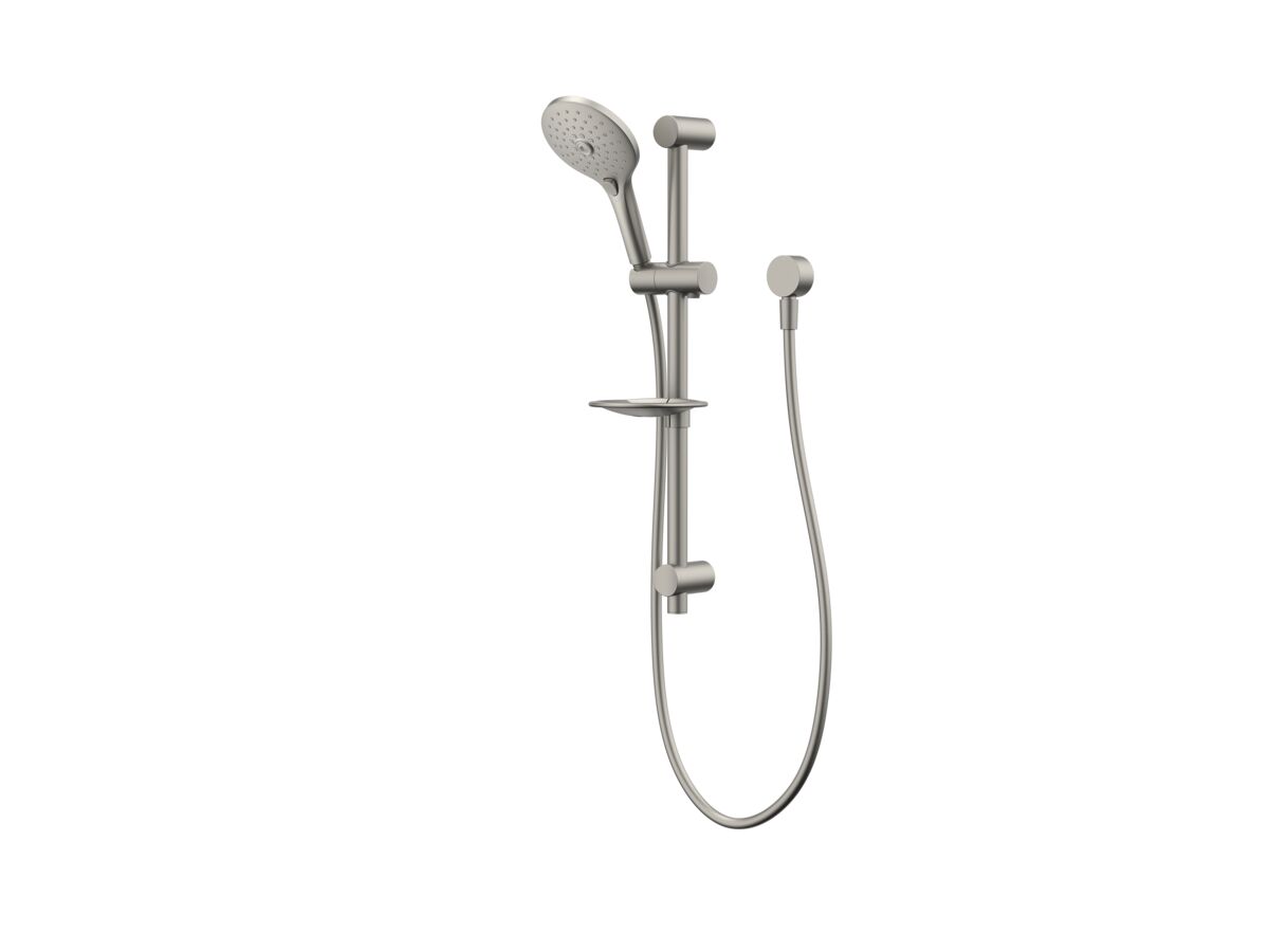 reece Posh Domaine Single Rail Shower 3 Functions with Wall Water Inlet Brushed Nickel (4 Star)