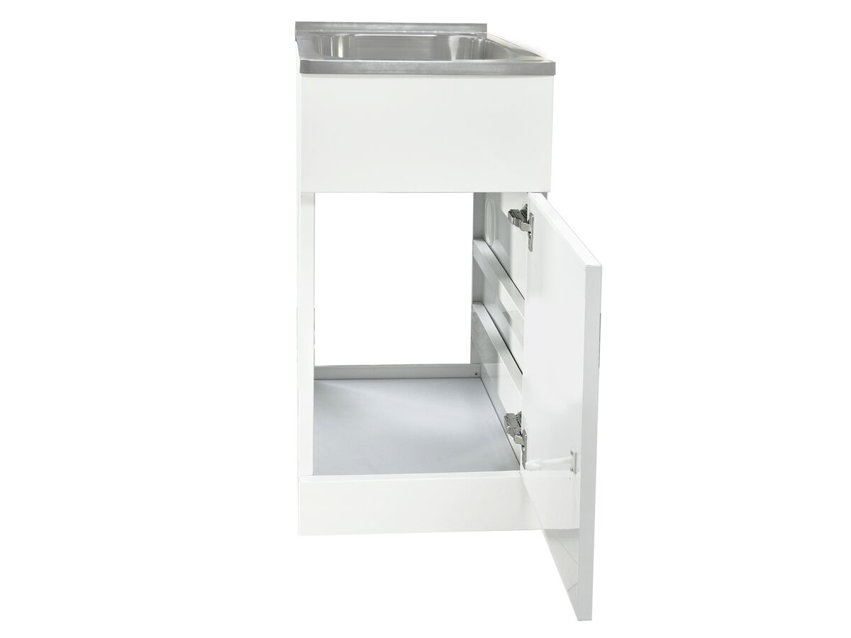 Reece Posh Domaine Trough & Cabinet 27L With Bypass 2 Taphole Stainless Steel