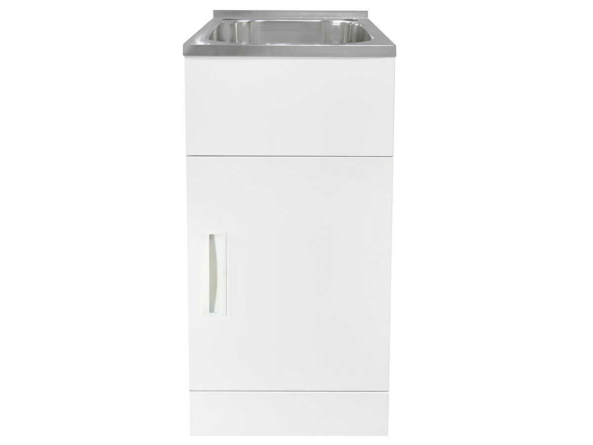 Reece Posh Domaine Trough & Cabinet 27L With Bypass 2 Taphole Stainless Steel