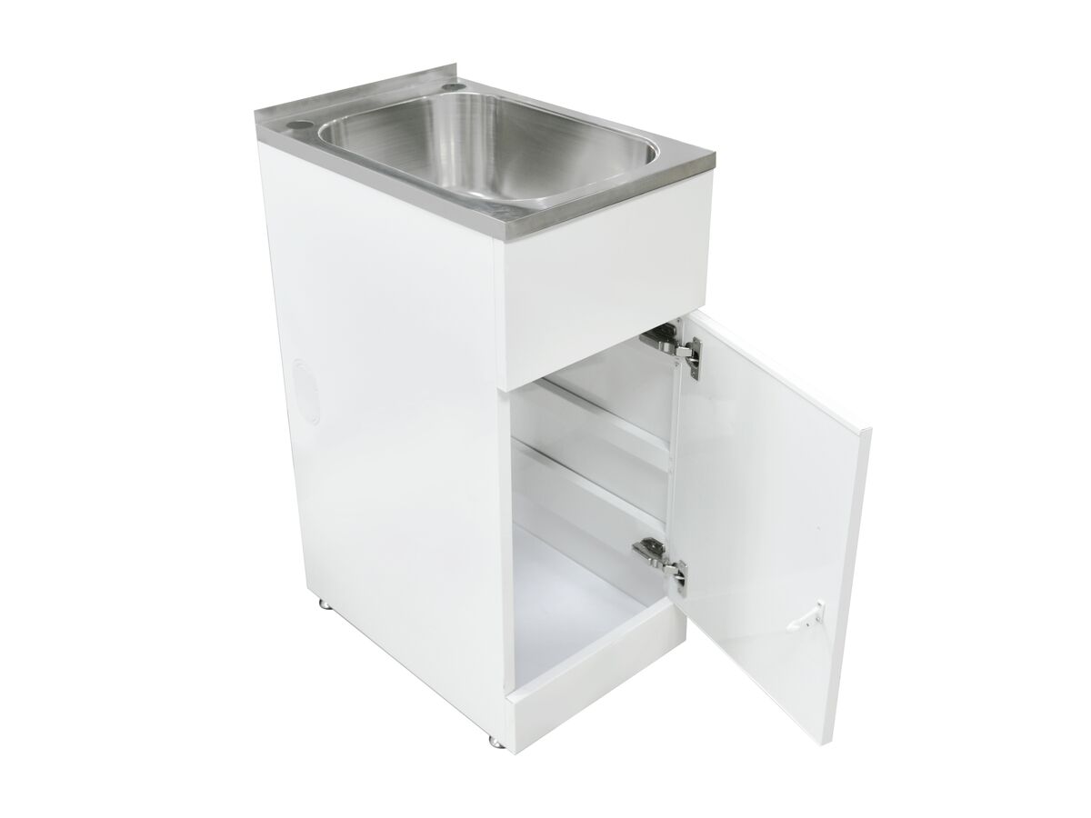 Reece Posh Domaine Trough & Cabinet 27L With Bypass 2 Taphole Stainless Steel