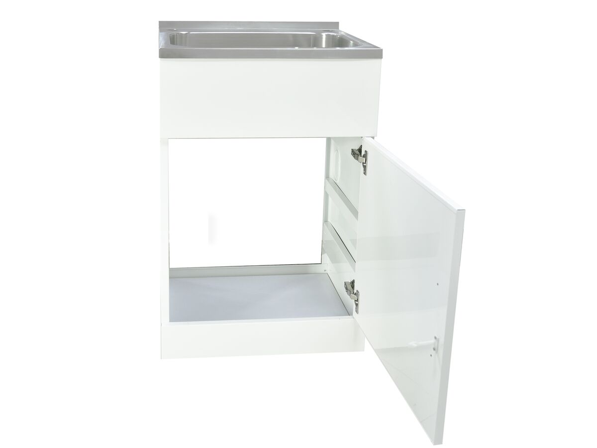 Reece Posh Domaine Trough & Cabinet 45L With Bypass 2 Taphole Stainless Steel