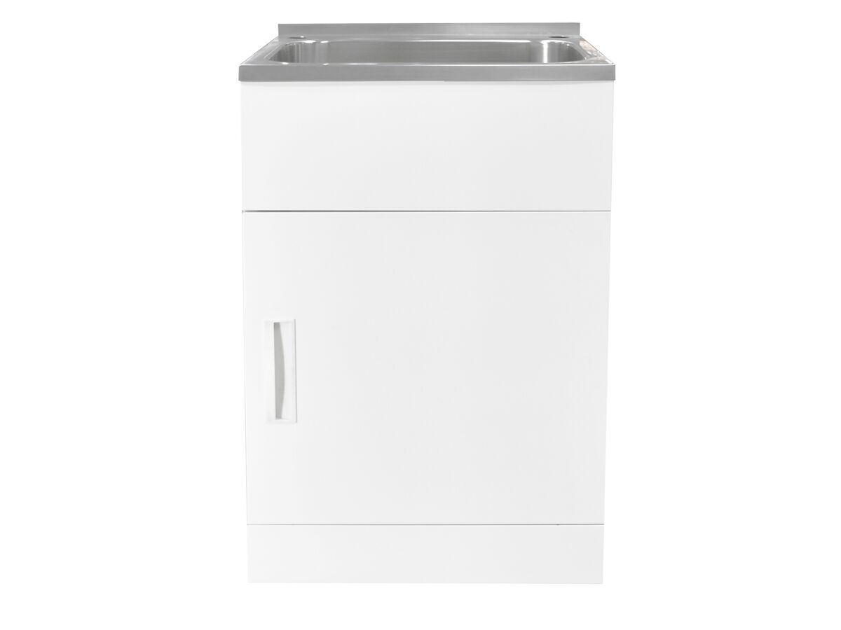 Reece Posh Domaine Trough & Cabinet 45L With Bypass 2 Taphole Stainless Steel